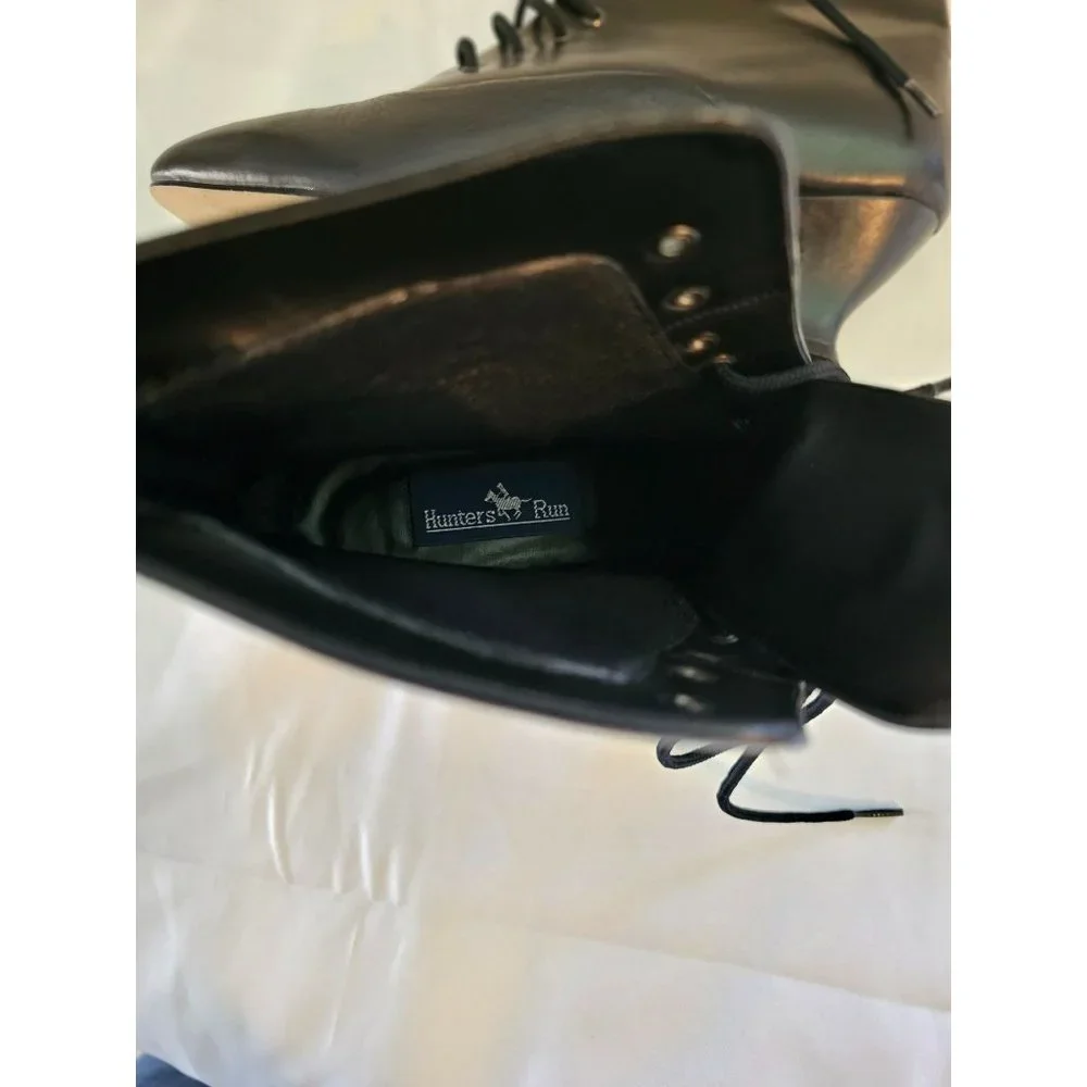 Vintage Hunter's Run Lace Up Victorian Leather Kitten Heel Boots  9.5 - Picture 4 of 5